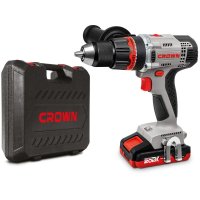 Дрель-шуруповерт аккум 20V Li/2*2,0 CROWN CT21076HMX-2 BMC металлич/патрон кейс (S)