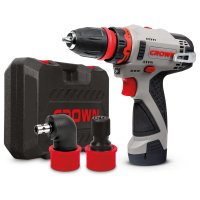 Дрель-шуруповерт аккум 12V Li/2*2,0 CROWN CT21072HQX-2 BMC +2 патрона кейс (S)